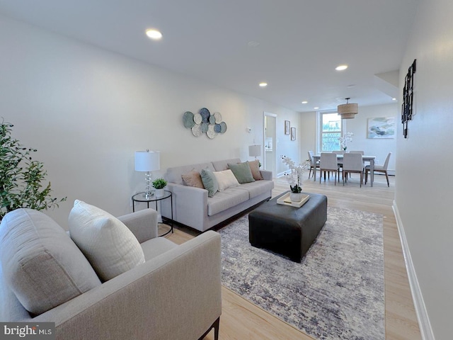 living room featuring light hardwood / wood-style flooring