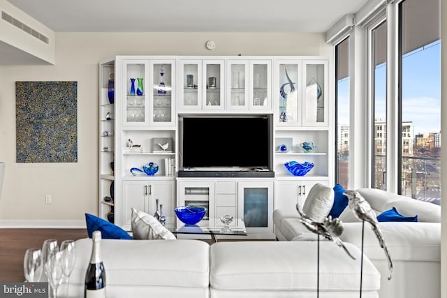 living room with wood-type flooring