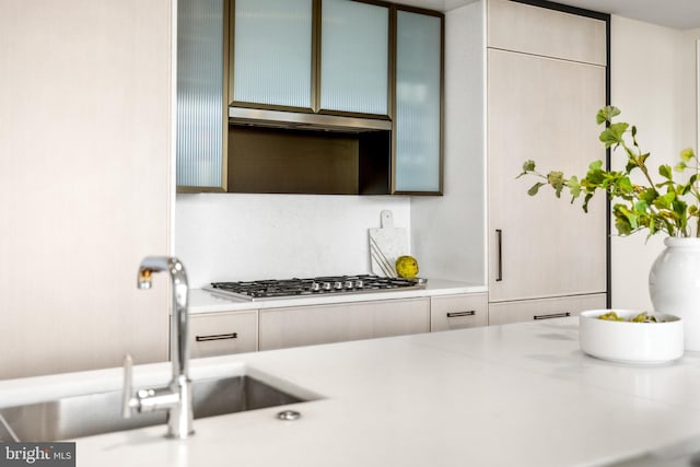 kitchen with stainless steel gas stovetop and sink