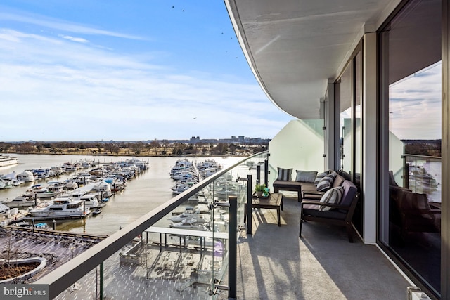 balcony with a water view