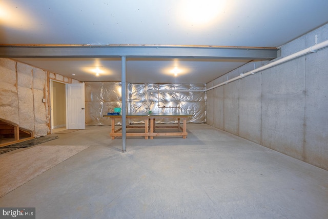 view of unfinished basement