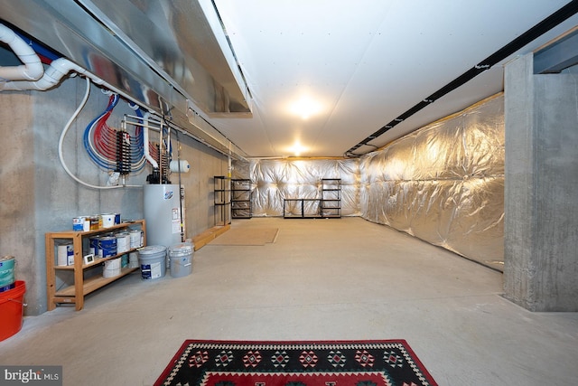 unfinished basement with water heater