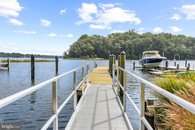 view of dock featuring a water view