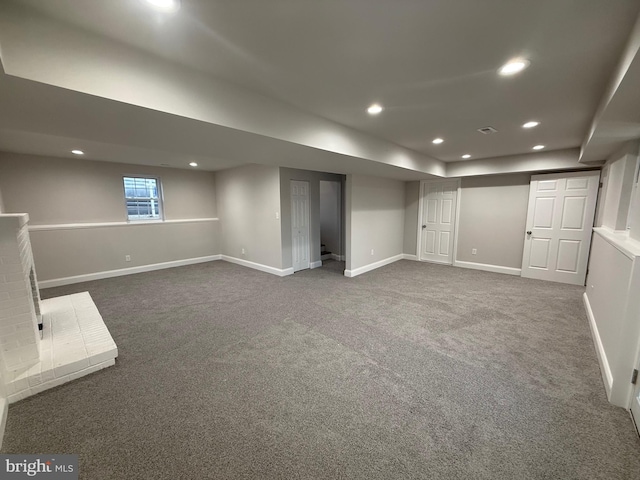 basement featuring carpet floors