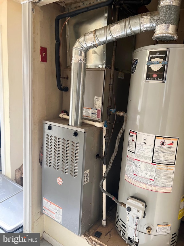 utility room featuring gas water heater