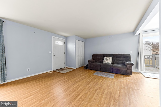 living room with light wood-type flooring