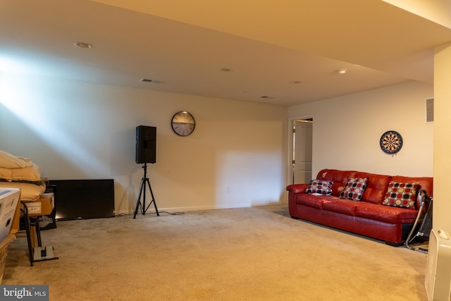 living room with carpet floors