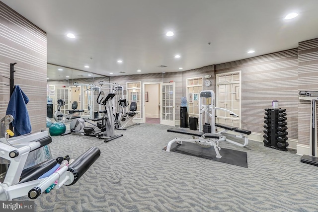 exercise room with carpet