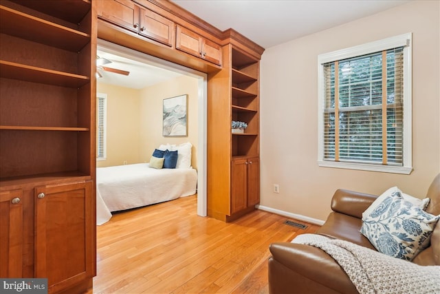 bedroom with light hardwood / wood-style flooring