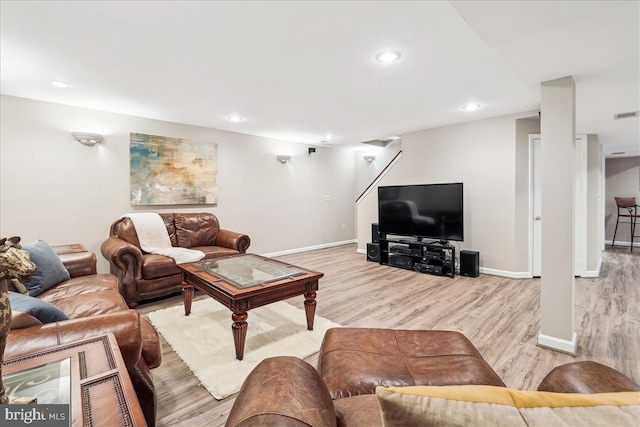 living room featuring light hardwood / wood-style flooring