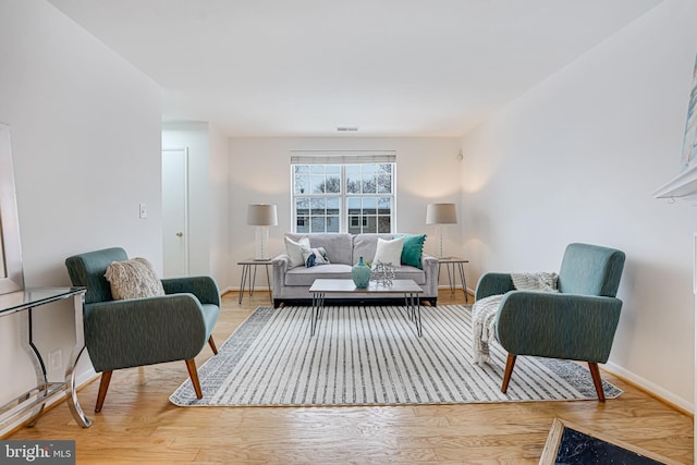 living room featuring light hardwood / wood-style floors