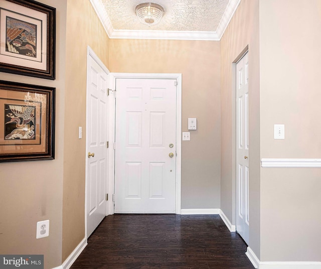 105 Sunshine Ct Unit F, Forest Hill, MD 21050 - entryway with dark wood-style flooring, baseboards, and ornamental molding