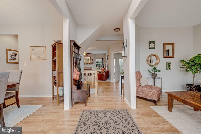 foyer entrance featuring light wood-type flooring