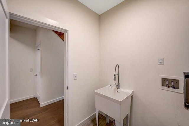 bathroom featuring wood-type flooring