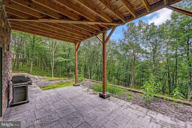 view of patio featuring a grill