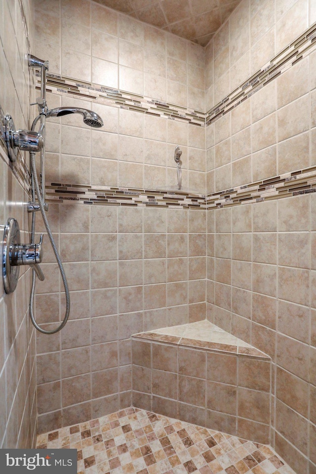 bathroom with a tile shower