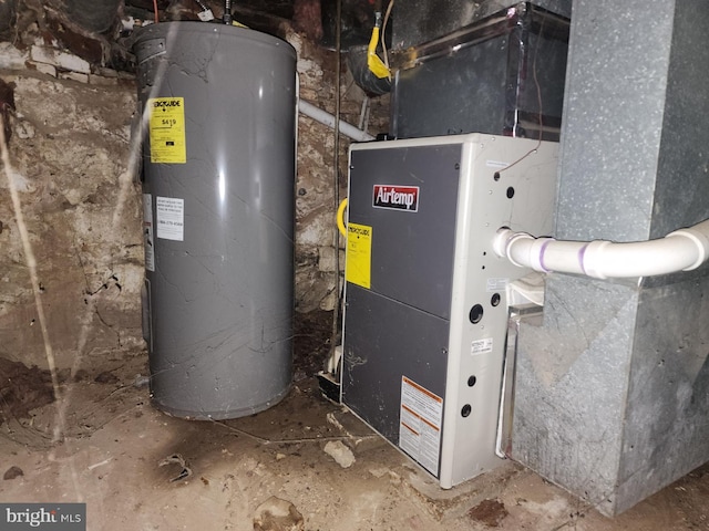 utilities featuring water heater and heating unit