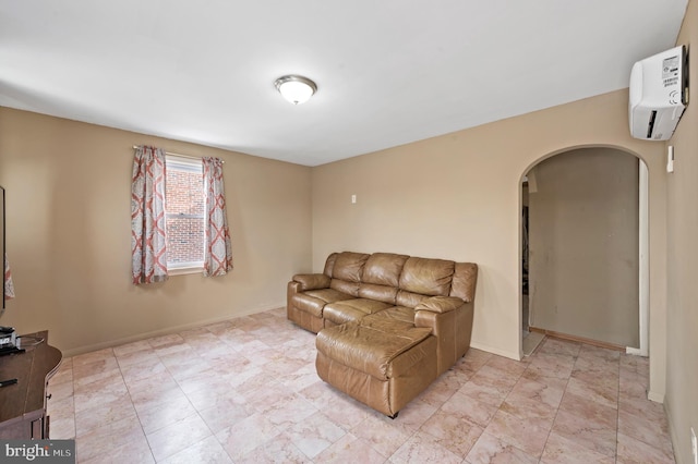 living room featuring a wall mounted air conditioner