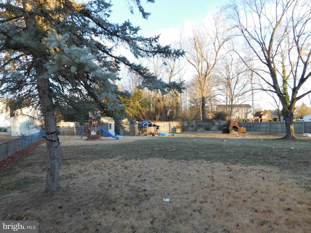 view of yard featuring a playground