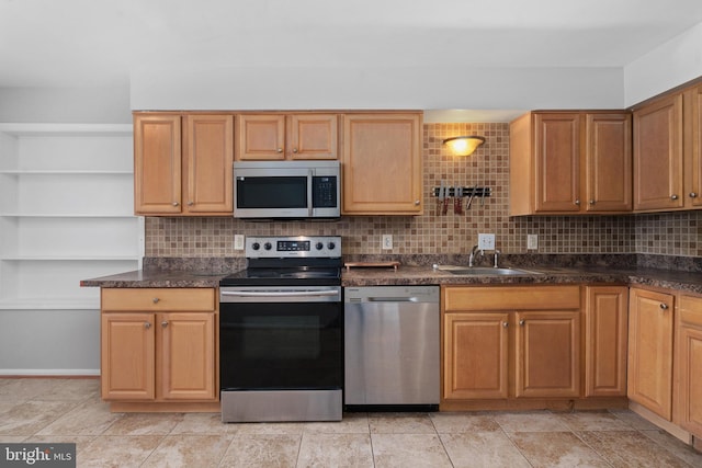 kitchen featuring sink, backsplash, and stainless steel appliances