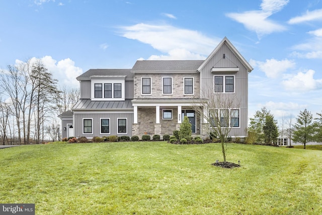 view of front of home with a front lawn