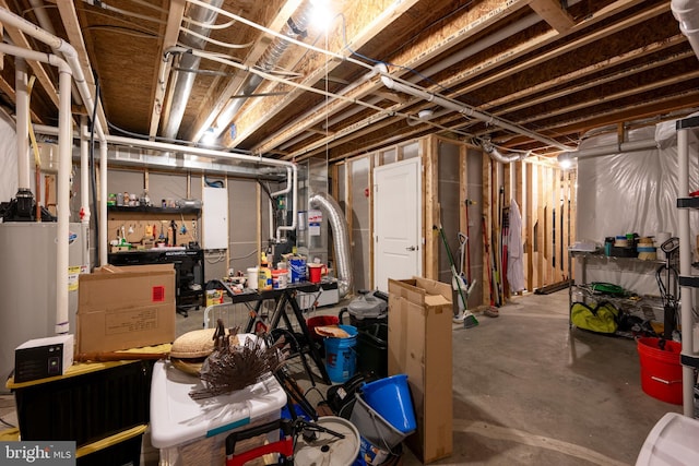 basement with water heater