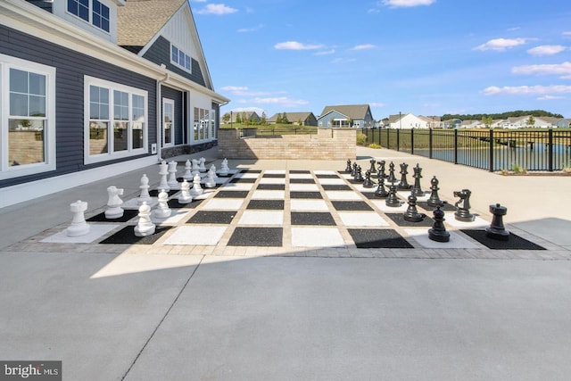 view of patio / terrace with a water view