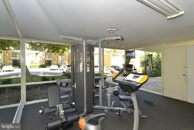 exercise room with a wall of windows