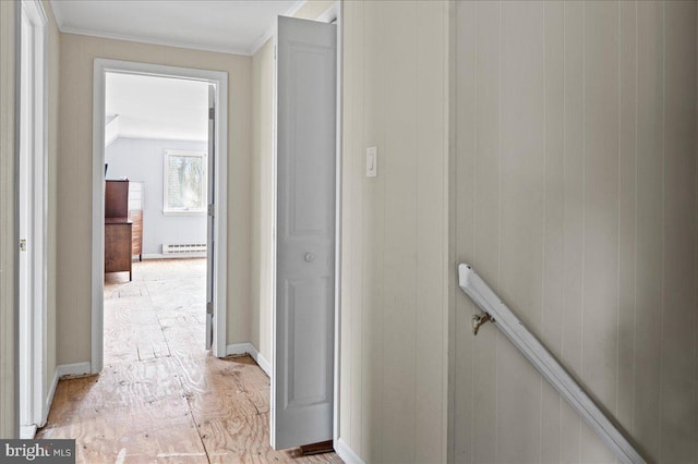 hallway featuring a baseboard radiator