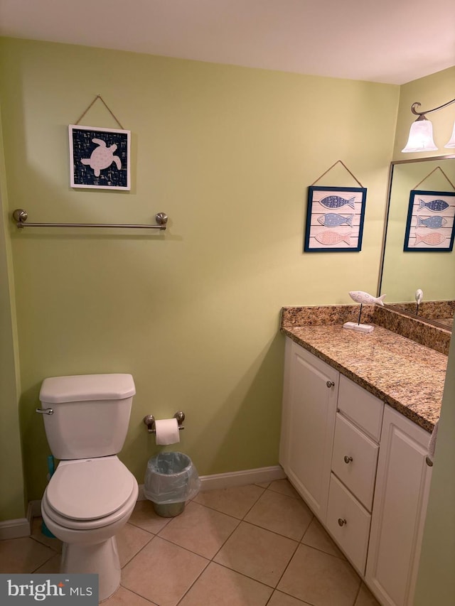 bathroom featuring tile patterned floors, toilet, and vanity