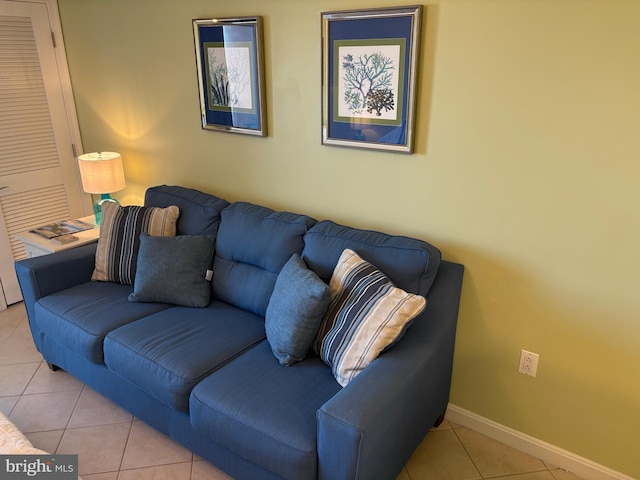 living room with light tile patterned floors