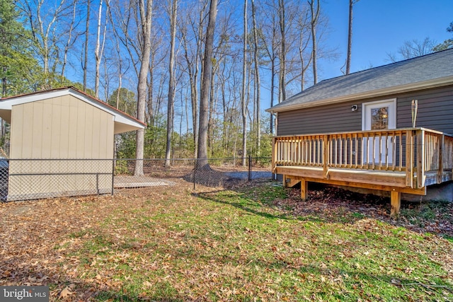 view of yard with a deck