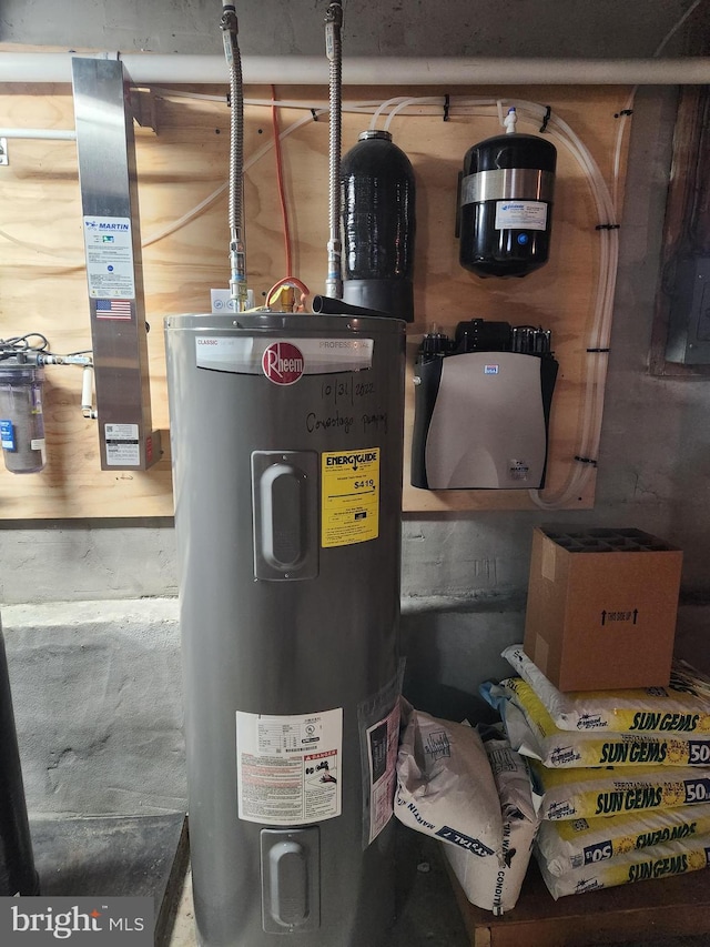 utility room featuring electric water heater