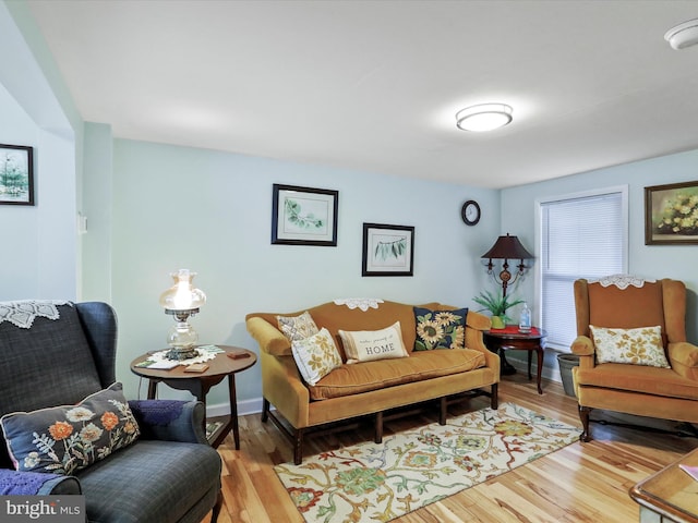 living room with light hardwood / wood-style floors