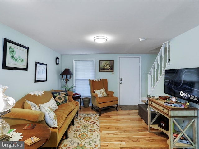 living room featuring light hardwood / wood-style flooring