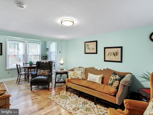 living room featuring light wood-type flooring