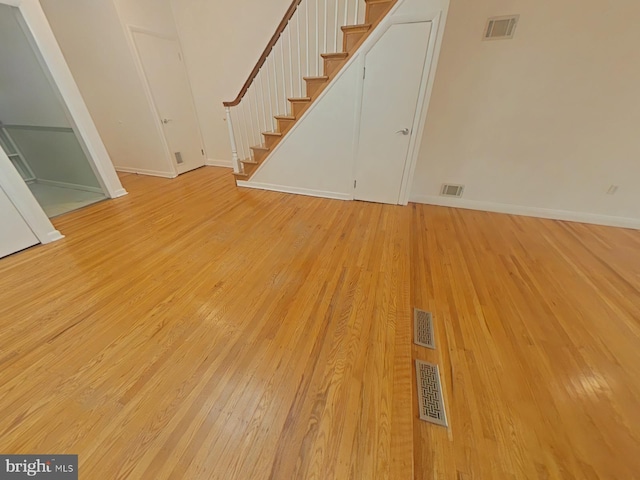 unfurnished living room featuring light hardwood / wood-style floors