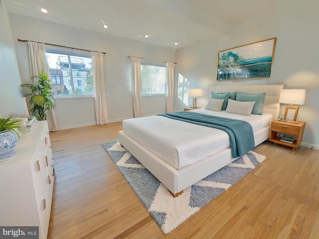 bedroom featuring light wood-type flooring