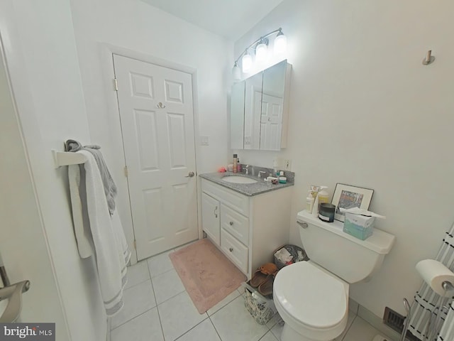 bathroom with tile patterned floors, toilet, and vanity