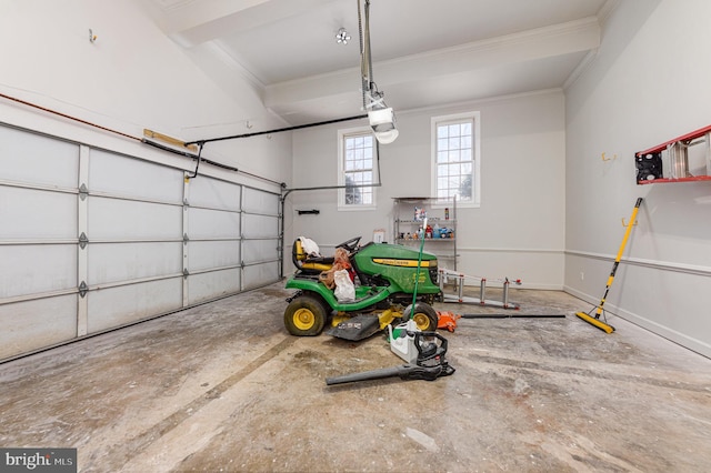 garage featuring baseboards and a garage door opener