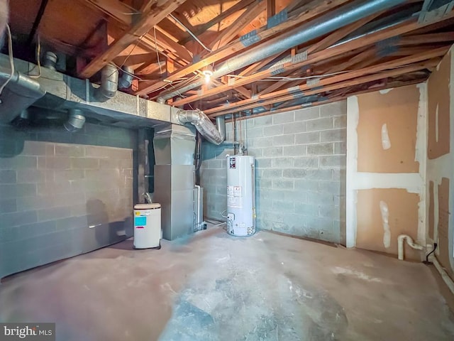 basement with water heater