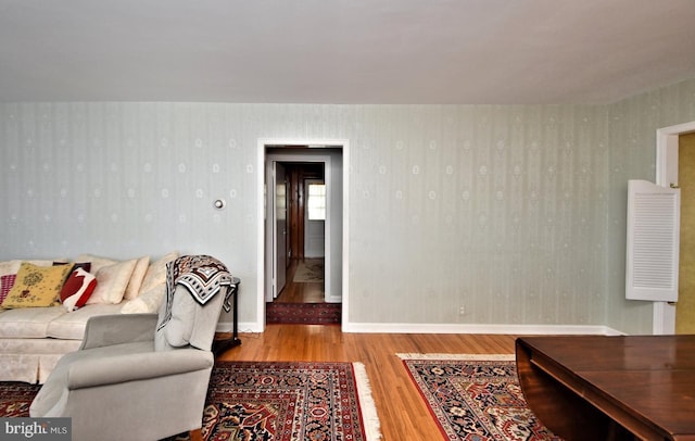 living room with light hardwood / wood-style floors