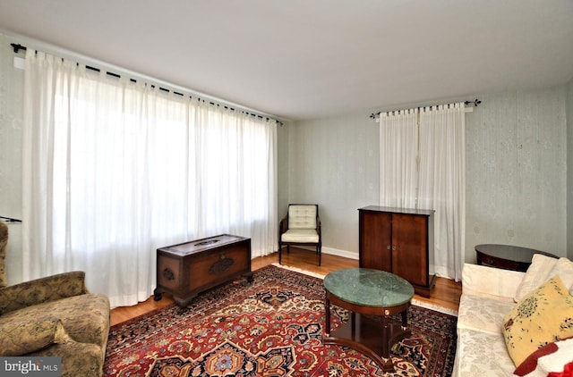 living area featuring wood-type flooring