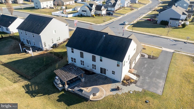 bird's eye view with a residential view