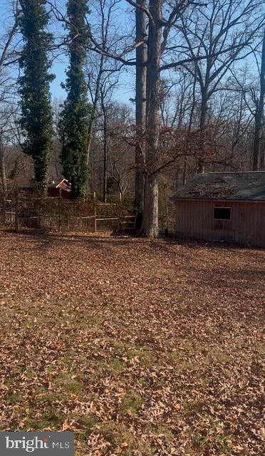 view of yard featuring a storage shed