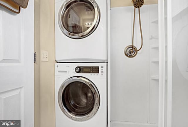 7 E 19th St, Long Beach Township, NJ 08008 - washroom featuring stacked washing maching and dryer and laundry area