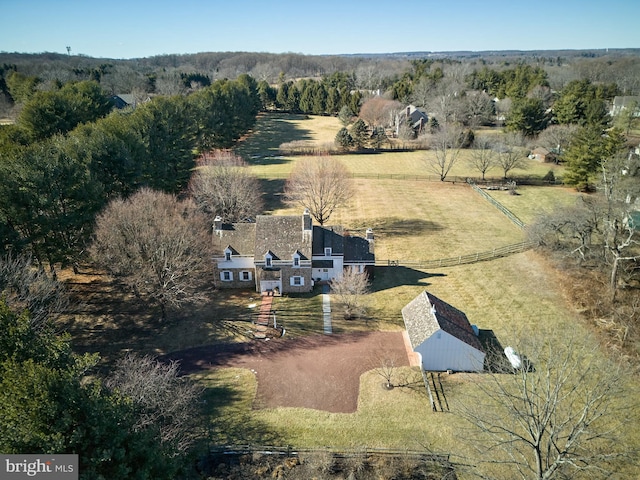 bird's eye view with a rural view