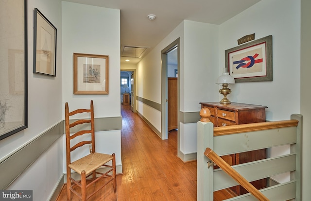 hallway with light wood-type flooring