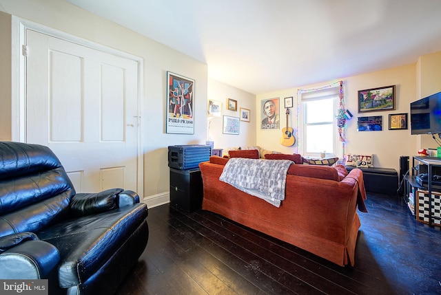 living room featuring dark hardwood / wood-style floors