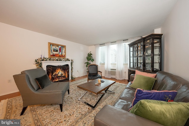 living room with light hardwood / wood-style floors